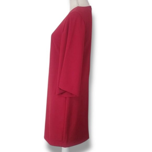 Chico's Sheath Shift Dress Bell Sleeve V Neck Dressy Red Plus 20/22 XXL - Picture 5 of 15